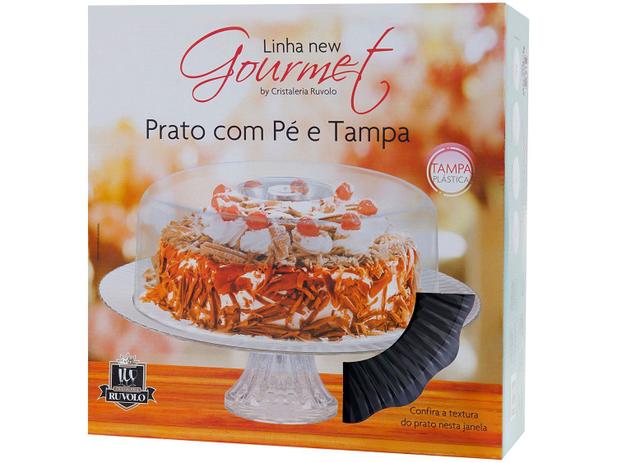 Boleira de Vidro Redonda com Tampa de Acrílico Ruvolo Moderna 32cm