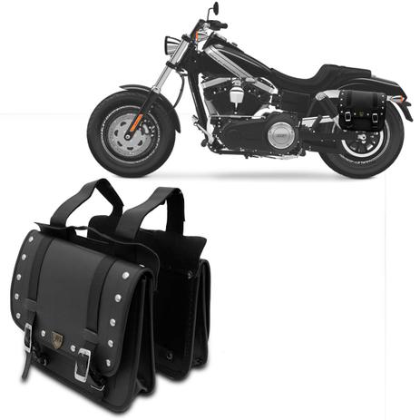 Bolsa Alforge Lateral Moto Custom 12 Litros Universal Modelo Pasta Executiva Couro Preto com Cravos - J.a Menor preço em Bolsa Alforge Lateral Moto Custom 12 Litros Universal Modelo Pasta Executiva Couro Preto com Cravos - J.a