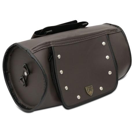 Bolsa Alforge Traseiro Moto Custom 26 Litros Universal Roll Bag Couro Ecológico Marrom Com Cravos - J.a Menor preço em Bolsa Alforge Traseiro Moto Custom 26 Litros Universal Roll Bag Couro Ecológico Marrom Com Cravos - J.a