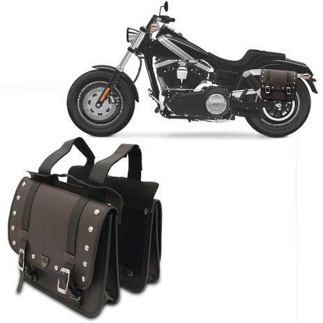 Bolsa Alforje Par Lateral Moto Universal Modelo Pasta Executiva Couro Marrom com Cravos 12 Litros - J.a Menor preço em Bolsa Alforje Par Lateral Moto Universal Modelo Pasta Executiva Couro Marrom com Cravos 12 Litros - J.a