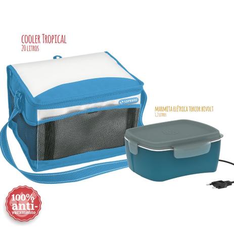 Bolsa Cooler 20L Azul e Marmita Elétrica Azul Soprano Menor preço em Bolsa Cooler 20L Azul e Marmita Elétrica Azul Soprano