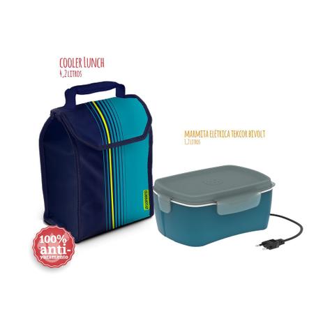 Bolsa Cooler 4,2l Azul e Marmita Elétrica Azul Soprano Menor preço em Bolsa Cooler 4,2l Azul e Marmita Elétrica Azul Soprano