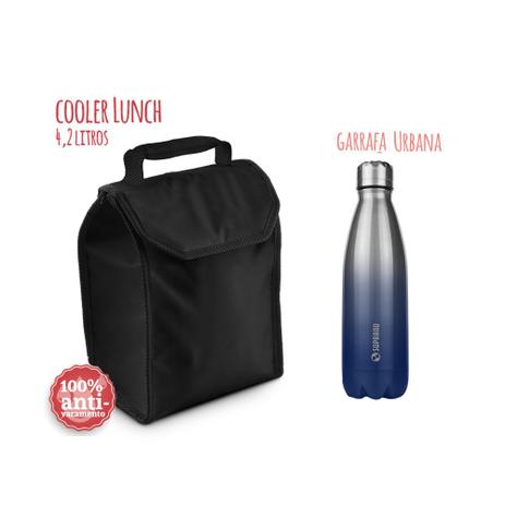 Bolsa Cooler 4,2l Preta e Squeeze Inox 600ml Soprano Menor preço em Bolsa Cooler 4,2l Preta e Squeeze Inox 600ml Soprano