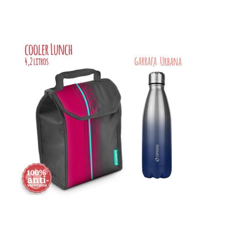 Bolsa Cooler 4,2l Rosa e Squeeze Inox 600ml Soprano Menor preço em Bolsa Cooler 4,2l Rosa e Squeeze Inox 600ml Soprano