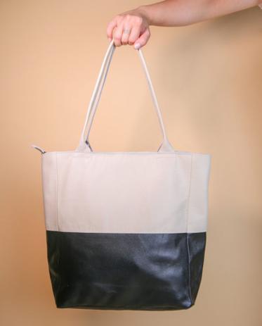 black off white tote bolsa