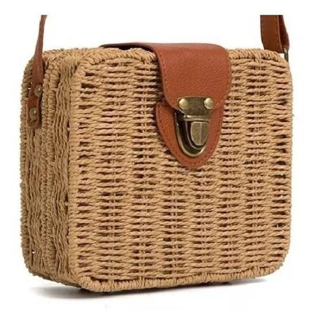 Bolsa De Palha Quadrada Baú Marrom Minimos Menor preço em Bolsa De Palha Quadrada Baú Marrom Minimos