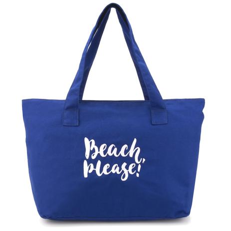 Bolsa de Praia Feminina em Lona de Algodão Azul Royal - Black bunny Menor preço em Bolsa de Praia Feminina em Lona de Algodão Azul Royal - Black bunny