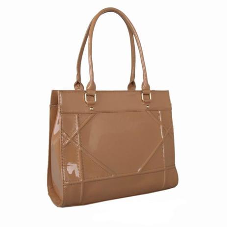 Bolsa Estruturada Verniz com Detalhe Frontal Bege - Zap Accessories Menor preço em Bolsa Estruturada Verniz com Detalhe Frontal Bege - Zap Accessories
