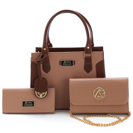 Bolsa Feminina Bicolor Com Corrente mais Carteira Ana Pessoni Menor preço em Bolsa Feminina Bicolor Com Corrente mais Carteira Ana Pessoni