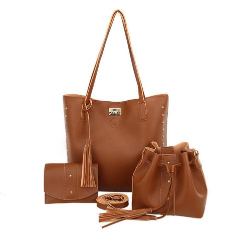Bolsa Feminina Kit 3 Bolsa Sacola Grande Saco Alça Lateral Marrom - Master Menor preço em Bolsa Feminina Kit 3 Bolsa Sacola Grande Saco Alça Lateral Marrom - Master