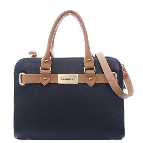 Bolsa Feminina Maria Verônica Passador Couro Legítimo Cor Azul e Marrom Menor preço em Bolsa Feminina Maria Verônica Passador Couro Legítimo Cor Azul e Marrom