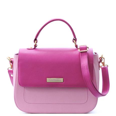 Bolsa Feminina Maria Verônica Quadrada com Tampa Couro Rosa/Pink Menor preço em Bolsa Feminina Maria Verônica Quadrada com Tampa Couro Rosa/Pink