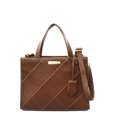 Bolsa Feminina Maria Verônica Quadrada Matelassê Conhaque Menor preço em Bolsa Feminina Maria Verônica Quadrada Matelassê Conhaque