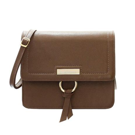 Bolsa Feminina Maria Verônica Transversal Enfeite Argola Couro Capuccino Menor preço em Bolsa Feminina Maria Verônica Transversal Enfeite Argola Couro Capuccino
