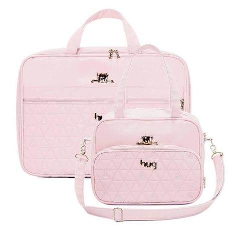 Bolsa maternidade Docinho rosa kit 02 peças mala + bolsa M - Hug Menor preço em Bolsa maternidade Docinho rosa kit 02 peças mala + bolsa M - Hug