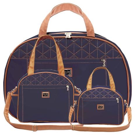 Bolsa Maternidade Kit 3 Peças Bombom Azul Marinho - Hug - Hug bolsas Menor preço em Bolsa Maternidade Kit 3 Peças Bombom Azul Marinho - Hug - Hug bolsas