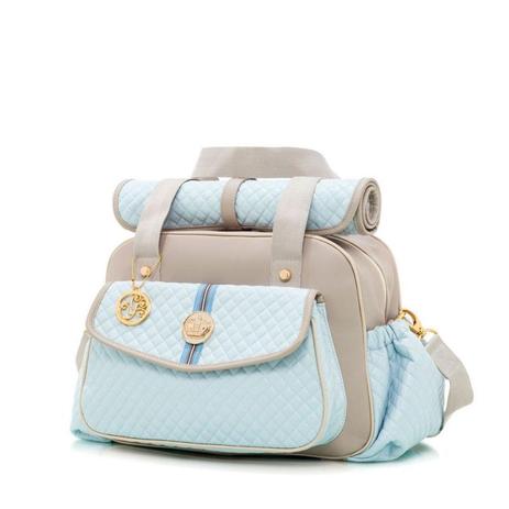 Bolsa maternidade Mônaco cinza c/ azul G - Lequiqui Menor preço em Bolsa maternidade Mônaco cinza c/ azul G - Lequiqui