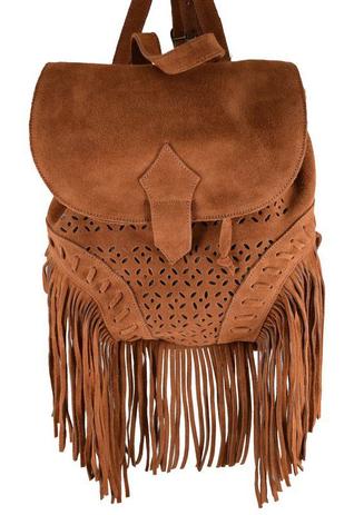 Bolsa Mochila com Franja de couro caramelo - Rico stucker - Bolsas -  Magazine Luiza