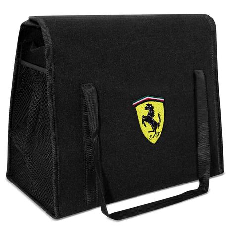 Bolsa Organizadora Porta Malas Universal Preto Logo Ferrari Bordado em Carpete - R-acoustic é boa?