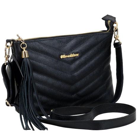 black chevron crossbody bolsa