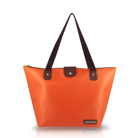 Bolsa shopper lisa dobrável grande com alça zíper e bolso interno jacki design laranja Menor preço em Bolsa shopper lisa dobrável grande com alça zíper e bolso interno jacki design laranja