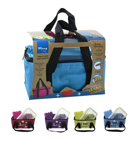 Bolsa termica colors 2,4l com pote + bloco de gelo ecologico 25x21,5x13,5cm - Wincy Menor preço em Bolsa termica colors 2,4l com pote + bloco de gelo ecologico 25x21,5x13,5cm - Wincy