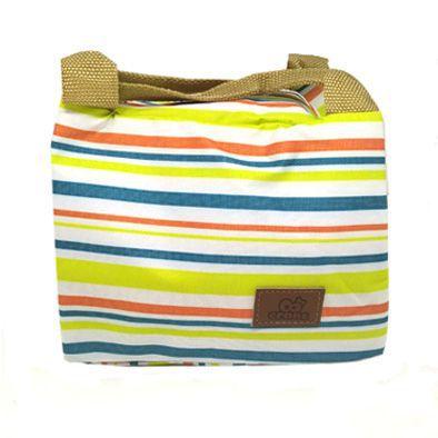 Bolsa Térmica Marmita Pequena  Fundo Branco com listras coloridas Amarela - Interponte é boa?