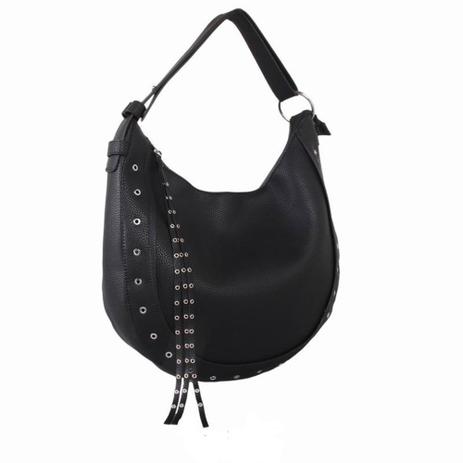 Bolsa Tipo Saco em Detalhe Ilhoses Frontal e Zíper Preta - Zap Accessories Menor preço em Bolsa Tipo Saco em Detalhe Ilhoses Frontal e Zíper Preta - Zap Accessories