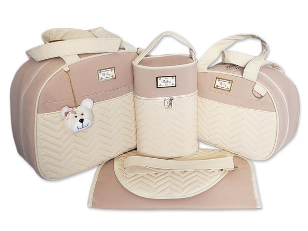 Bolsas de Maternidade Bordado Chevron 4 Peças Térmico Impermeável - Milori Baby Menor preço em Bolsas de Maternidade Bordado Chevron 4 Peças Térmico Impermeável - Milori Baby