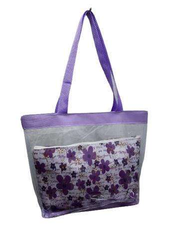 Bolsas de praia transparente plastico 0,20mm, + necessaire fundo branco  flores lilas - ComfortMagia - Bolsa de Praia Feminina - Magazine Luiza