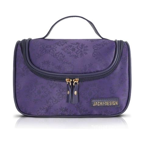 Bolsinha necessaire com gancho viagem academia estampa damasco jacki design roxo Menor preço em Bolsinha necessaire com gancho viagem academia estampa damasco jacki design roxo