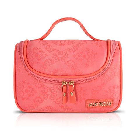 Bolsinha necessaire com gancho viagem academia estampa damasco jacki design salmão Menor preço em Bolsinha necessaire com gancho viagem academia estampa damasco jacki design salmão
