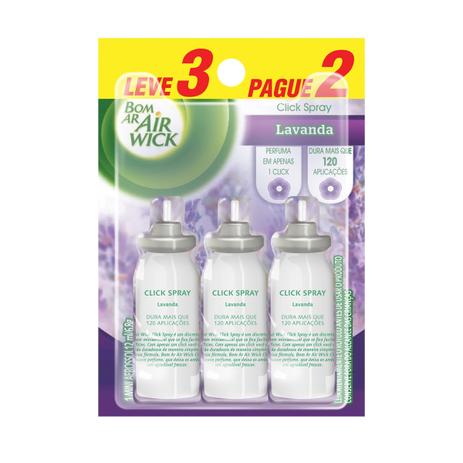 Bom Ar Air Wick Click Spray Lavanda Refil Leve 3 Pague 2 Menor preço em Bom Ar Air Wick Click Spray Lavanda Refil Leve 3 Pague 2