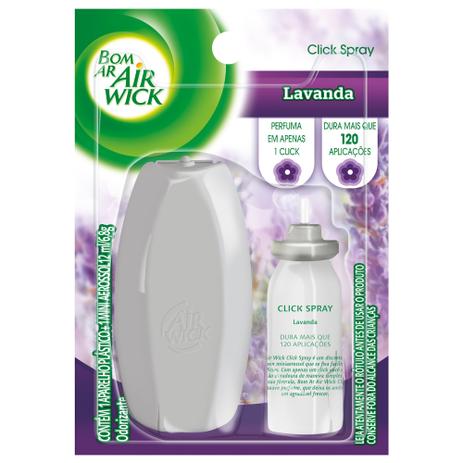 Bom Ar Click Spray Lavanda Aparelho + Refil - Air wick Menor preço em Bom Ar Click Spray Lavanda Aparelho + Refil - Air wick