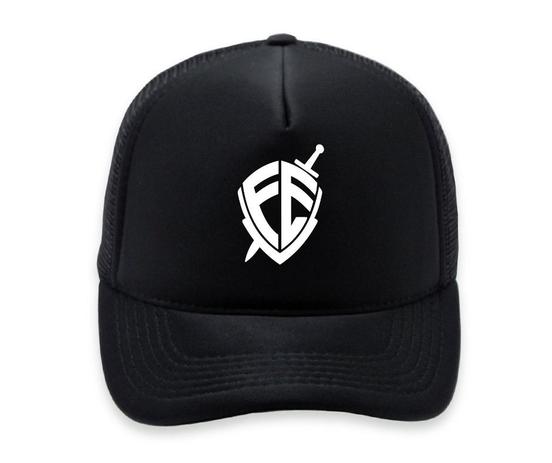Boné Escudo Fé Aba Curva Trucker Preto - BoneLand Menor preço em Boné Escudo Fé Aba Curva Trucker Preto - BoneLand