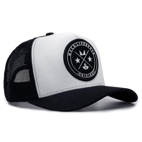 Boné Trucker Brasão Branco e Preto MVCK - Boné - Magazine Luiza