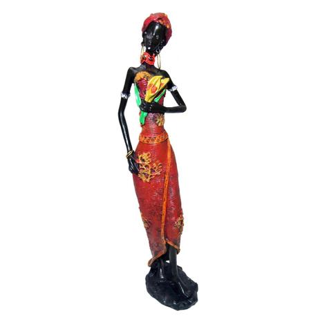 Boneca Africana Resina Mesa Vestido Vermelho (8047) - Braslu Menor preço em Boneca Africana Resina Mesa Vestido Vermelho (8047) - Braslu