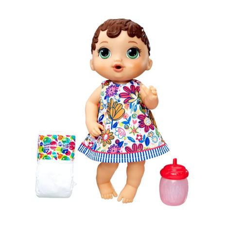 Boneca Baby Alive - Hora do Xixi Morena Vestido Florido - Hasbro Menor preço em Boneca Baby Alive - Hora do Xixi Morena Vestido Florido - Hasbro