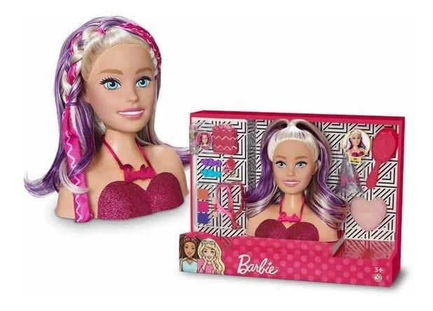 Kit Busto De Boneca Barbie Hair Styling Mais Maquiagem Pupee no Shoptime