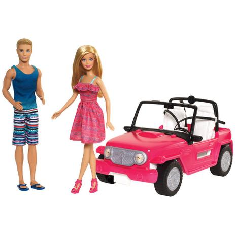 Boneca Barbie e Boneco Ken com Automóvel - Veículo de Praia - Mattel Menor preço em Boneca Barbie e Boneco Ken com Automóvel - Veículo de Praia - Mattel