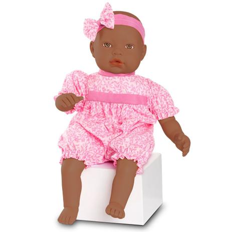 Boneca Bebê - Baby By Jensen - Negra - Macaquinho Pink - Roma Jensen Menor preço em Boneca Bebê - Baby By Jensen - Negra - Macaquinho Pink - Roma Jensen