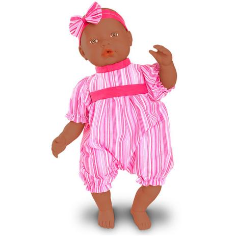 Boneca Bebê - Baby By Jensen - Negra - Macaquinho Rosa Listrado - Roma Jensen Menor preço em Boneca Bebê - Baby By Jensen - Negra - Macaquinho Rosa Listrado - Roma Jensen