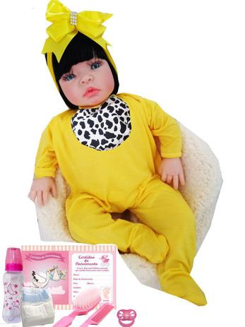 Boneca Bebe Reborn Barata Menina Silicone Realista Com Babador Mamae Cheguei Bonecas Magazine Luiza