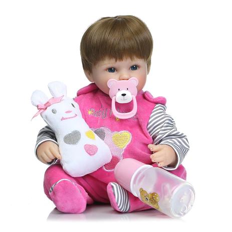 Bebe Reborn Girafinha Menina 100% Silicone 48cm no Shoptime