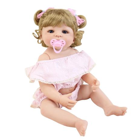 Boneca Bebê Reborn corpo todo silicone menina 55 Cm