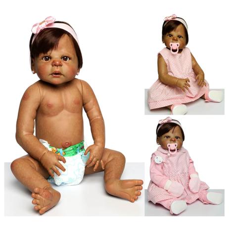 Boneca Bebê Reborn Negra Sofia Corpo de Silicone Realista Manchas de Frio e  Veias - Mundo Kids - Boneca Reborn - Magazine Luiza