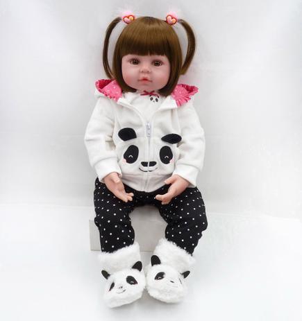 Boneca Bebe Reborn Realista 48cm Roupinha De Panda Npk Collection Bonecas Magazine Luiza