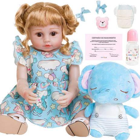 Boneca Bebe Reborn Realista Menina Alice Elefantinho Unidoll Bonecas Magazine Luiza