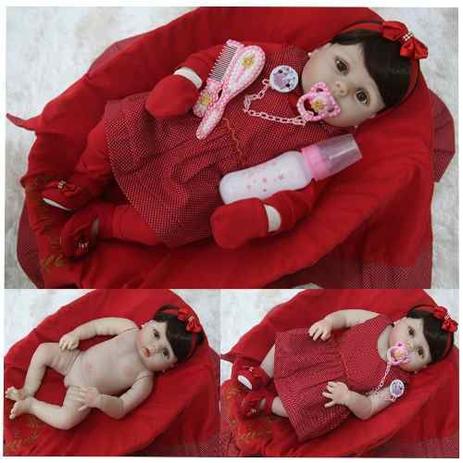 Boneca Bebê Reborn Gatinha De 55cm 100% Silicone Brastoy em Promoção na  Americanas