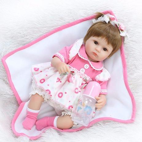 Boneca Bebê Reborn Silicone Alice 40 cm - Store Doll